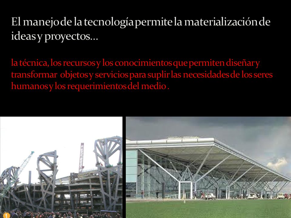 El manejo de la tecnología permite la materialización de ideas y proyectos… la técnica, los recursos y los conocimientos que permiten diseñar y transformar objetos y servicios para suplir las necesidades de los seres humanos y los requerimientos del medio .