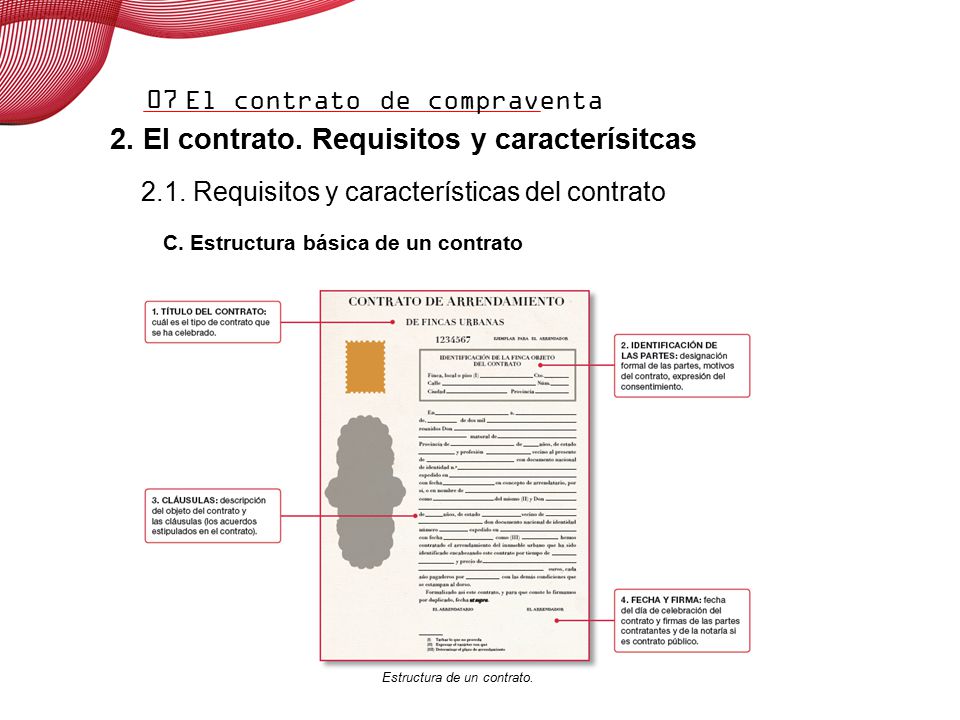 07 3. Tipos de contratos Requisitos y características del contrato. C. Estructura básica de un contrato.