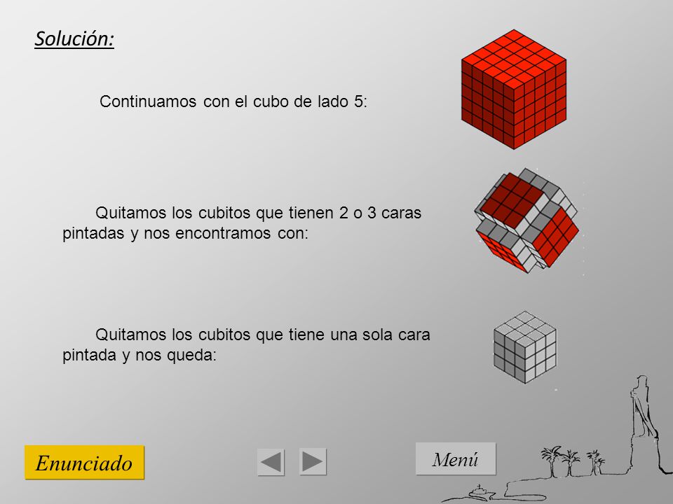 Solución: Enunciado Menú Continuamos con el cubo de lado 5: