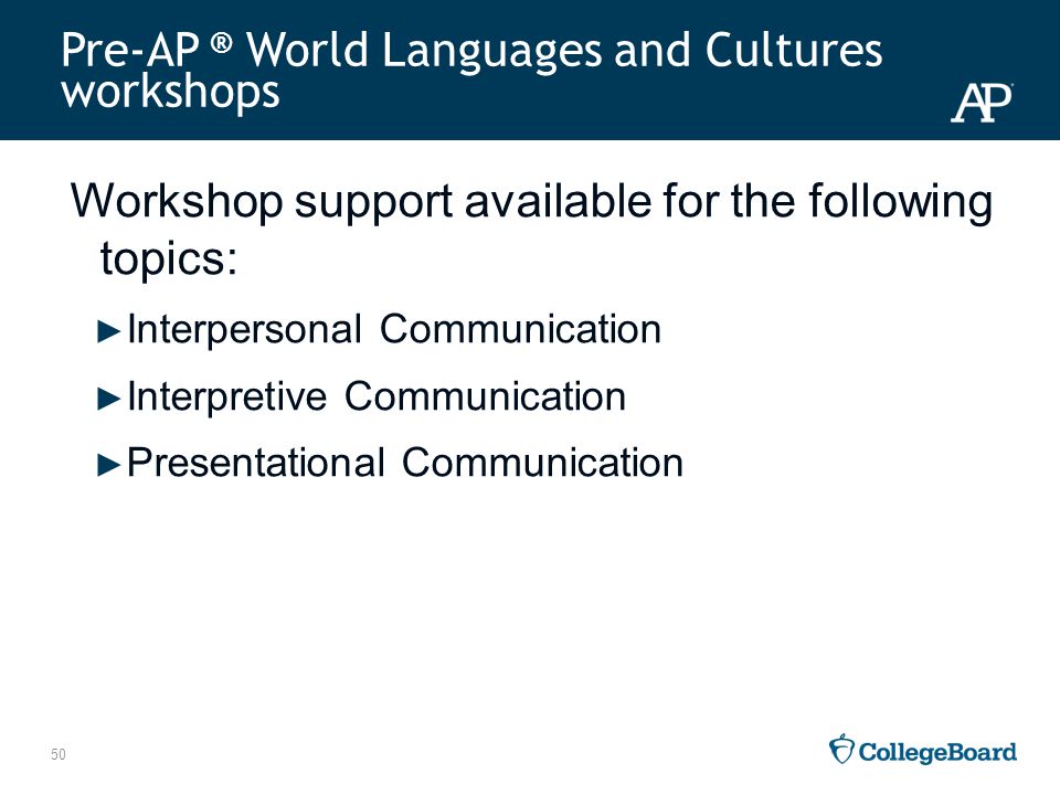Pre-AP ® World Languages and Cultures workshops