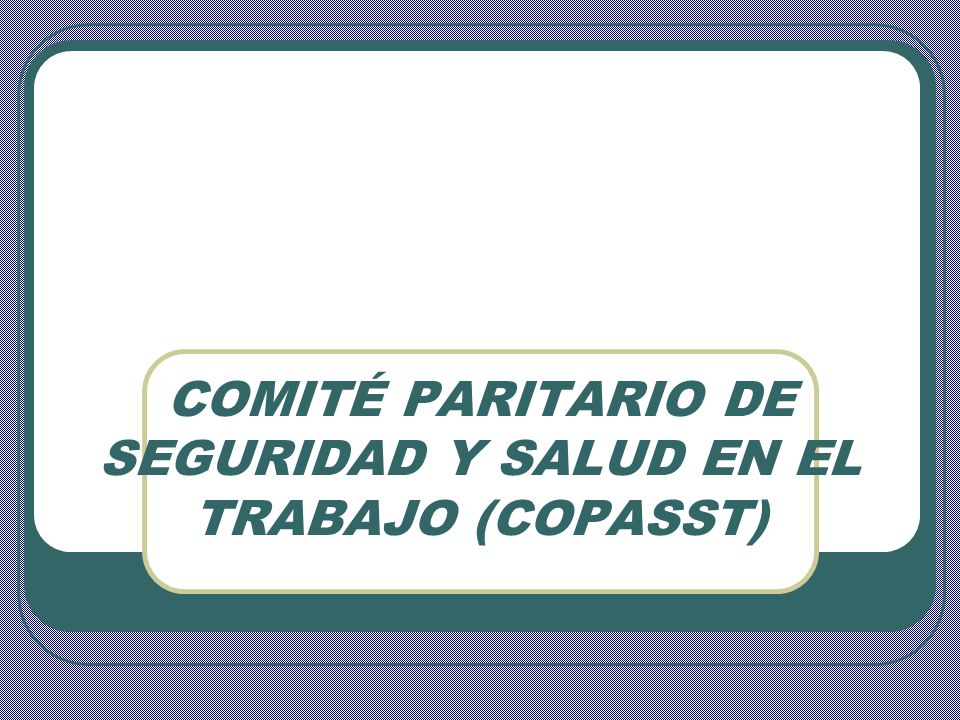 COMITÉ PARITARIO DE SEGURIDAD Y SALUD EN EL TRABAJO (COPASST)