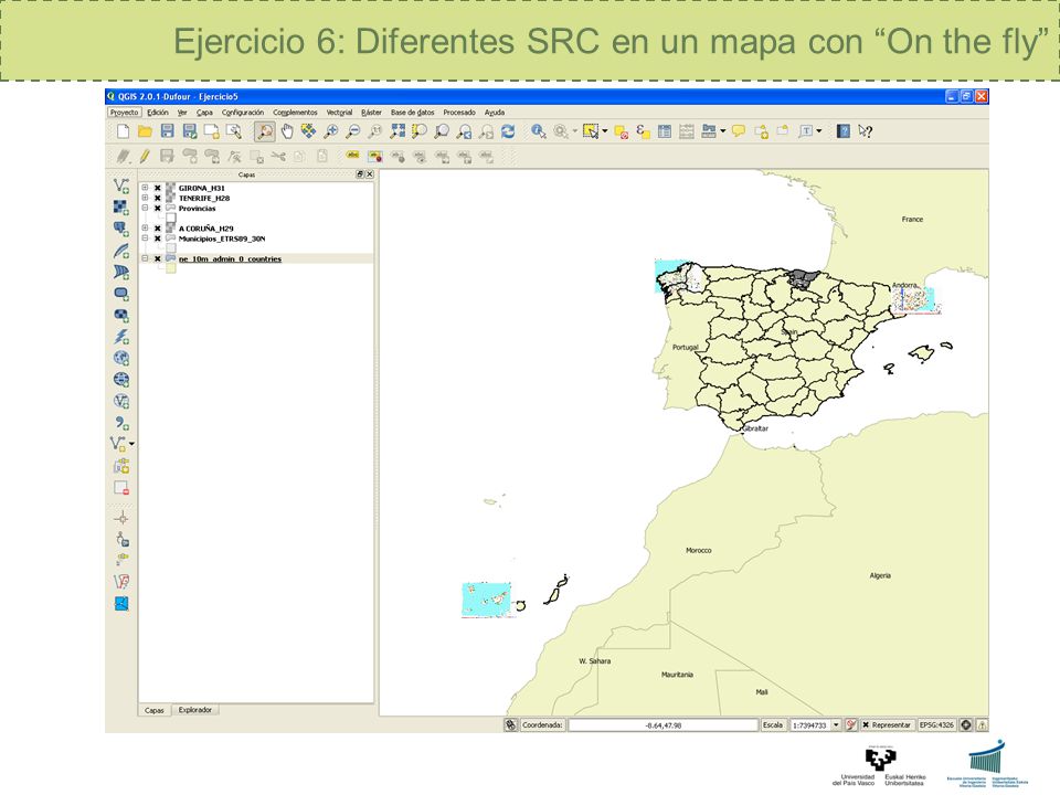 Ejercicio 6: Diferentes SRC en un mapa con On the fly