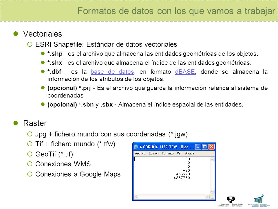 Formatos de datos con los que vamos a trabajar