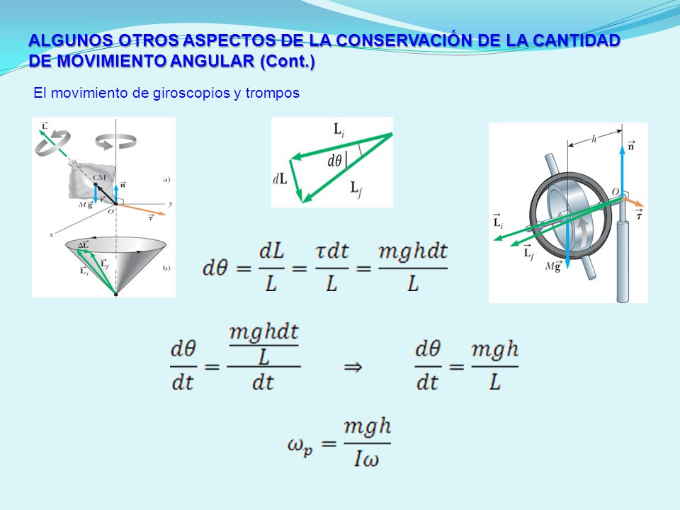 ALGUNOS OTROS ASPECTOS DE LA CONSERVACIÓN DE LA CANTIDAD DE MOVIMIENTO ANGULAR (Cont.)
