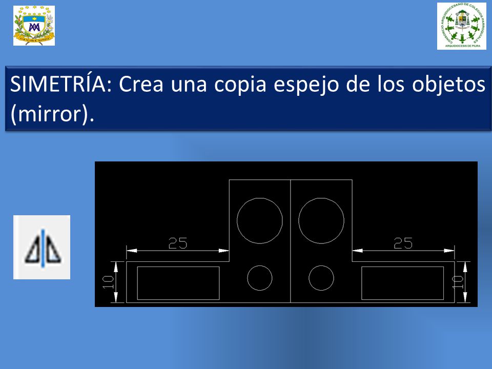 SIMETRÍA: Crea una copia espejo de los objetos (mirror).