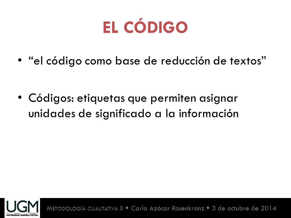 EL CÓDIGO el código como base de reducción de textos