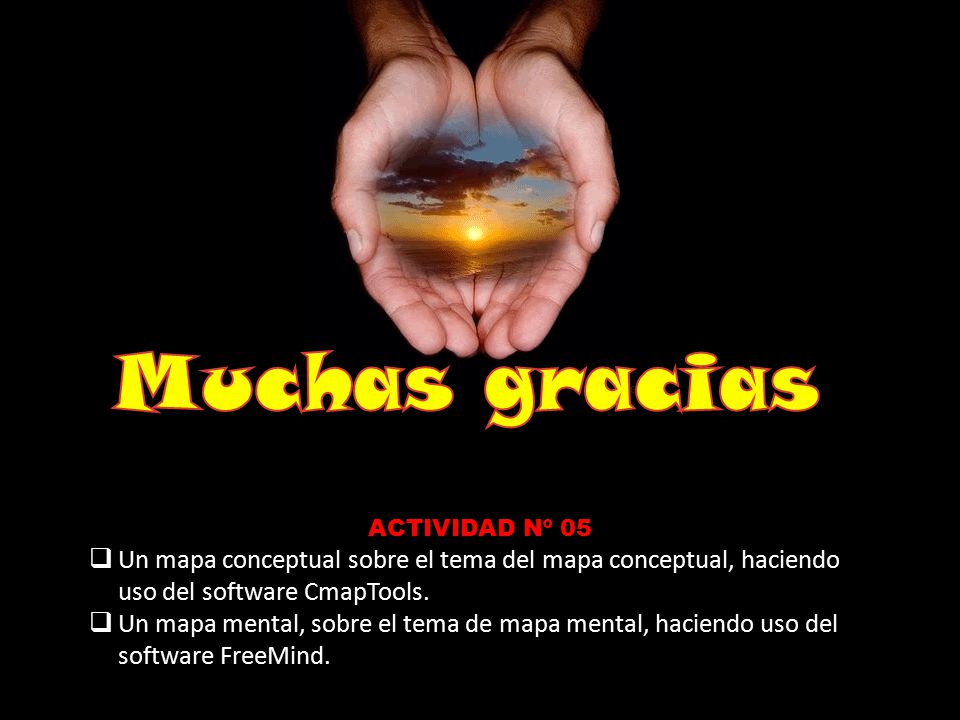 Muchas gracias ACTIVIDAD Nº 05. Un mapa conceptual sobre el tema del mapa conceptual, haciendo uso del software CmapTools.