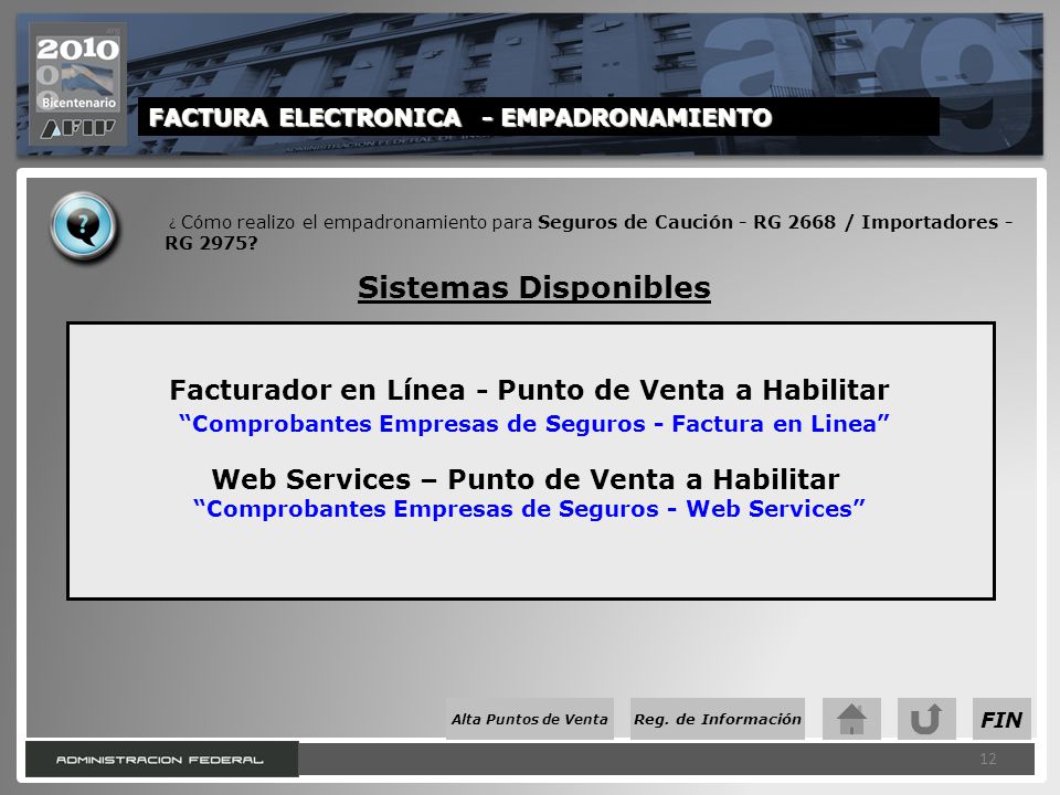 Sistemas Disponibles Facturador en Línea - Punto de Venta a Habilitar