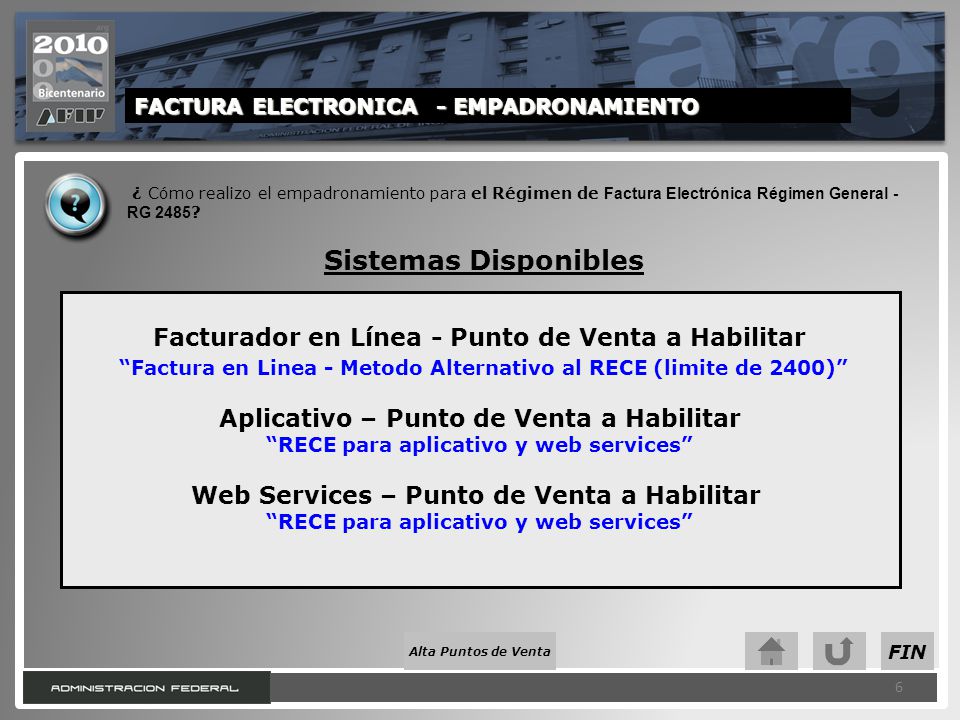 Sistemas Disponibles Facturador en Línea - Punto de Venta a Habilitar