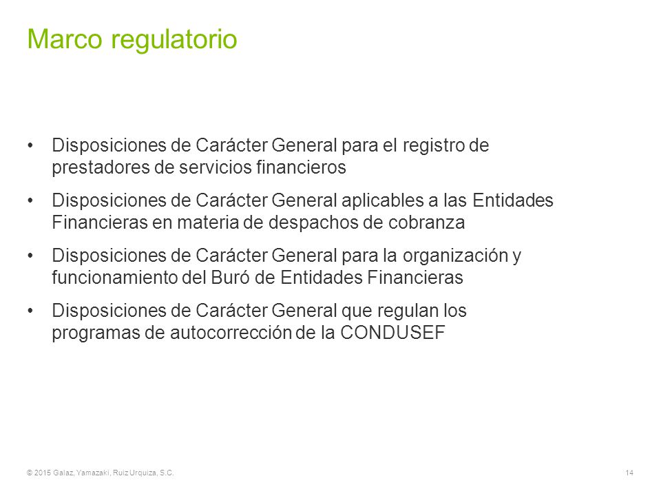 Marco regulatorio Disposiciones de Carácter General para el registro de prestadores de servicios financieros.