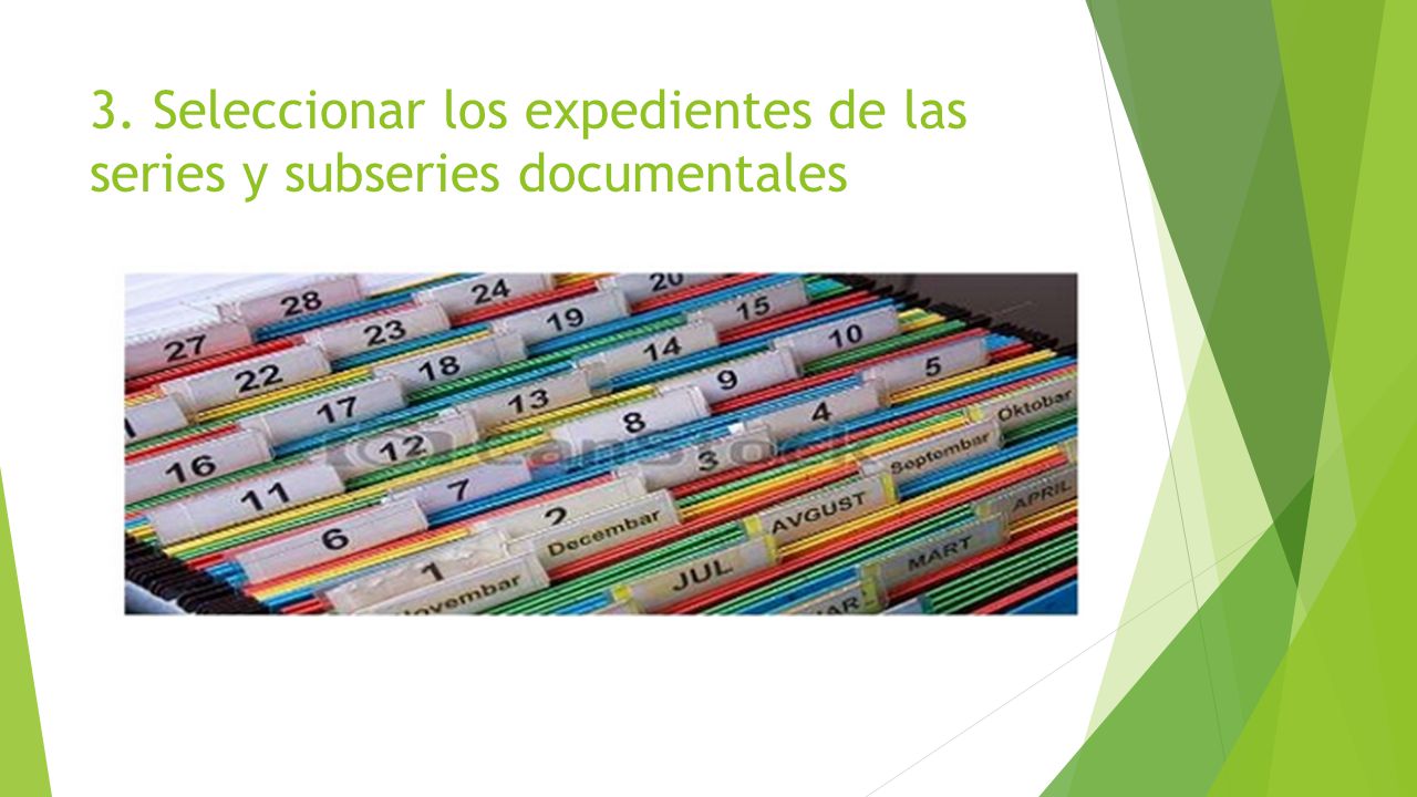 3. Seleccionar los expedientes de las series y subseries documentales