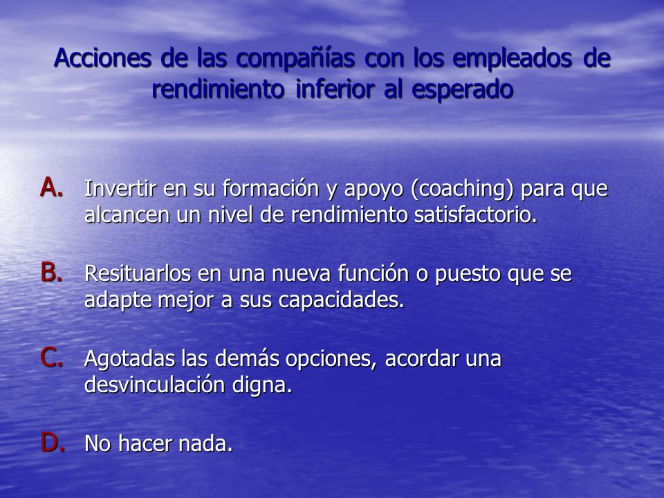 Acciones de las compañías con los empleados de rendimiento inferior al esperado