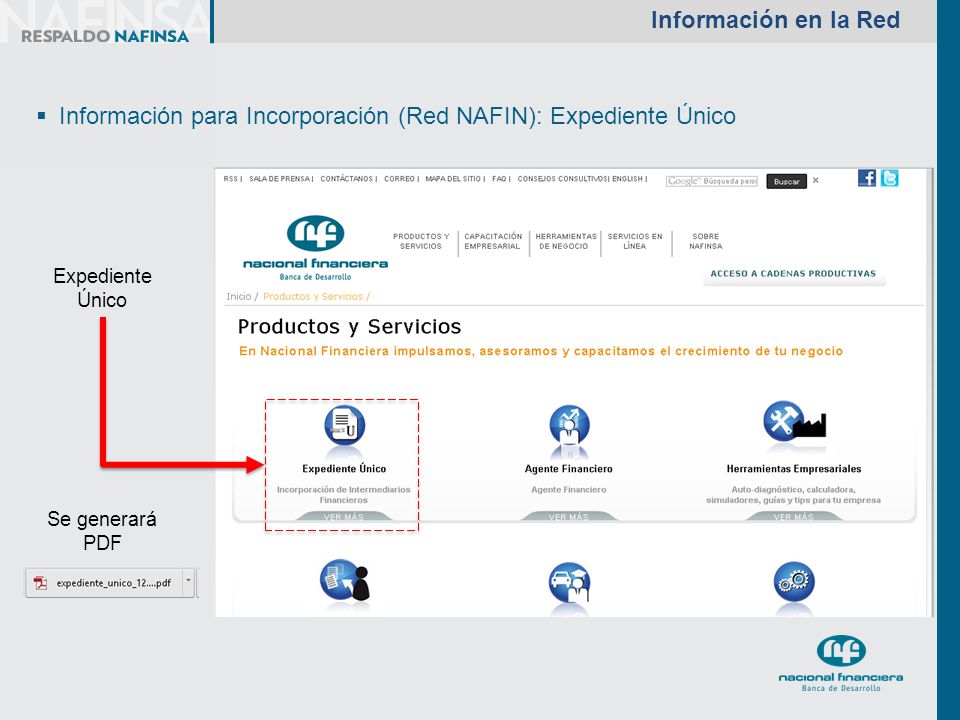 Información para Incorporación (Red NAFIN): Expediente Único