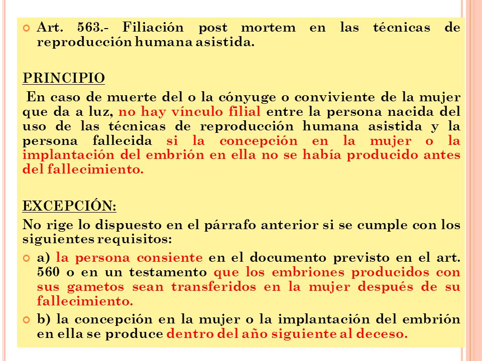 Art Filiación post mortem en las técnicas de reproducción humana asistida.