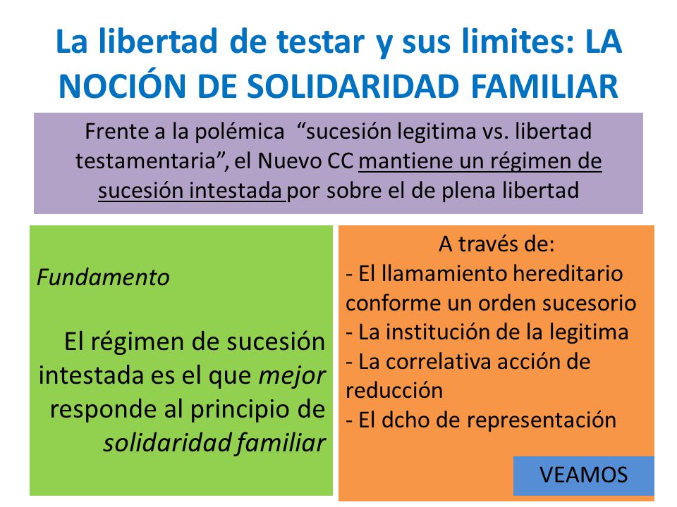 La libertad de testar y sus limites: LA NOCIÓN DE SOLIDARIDAD FAMILIAR