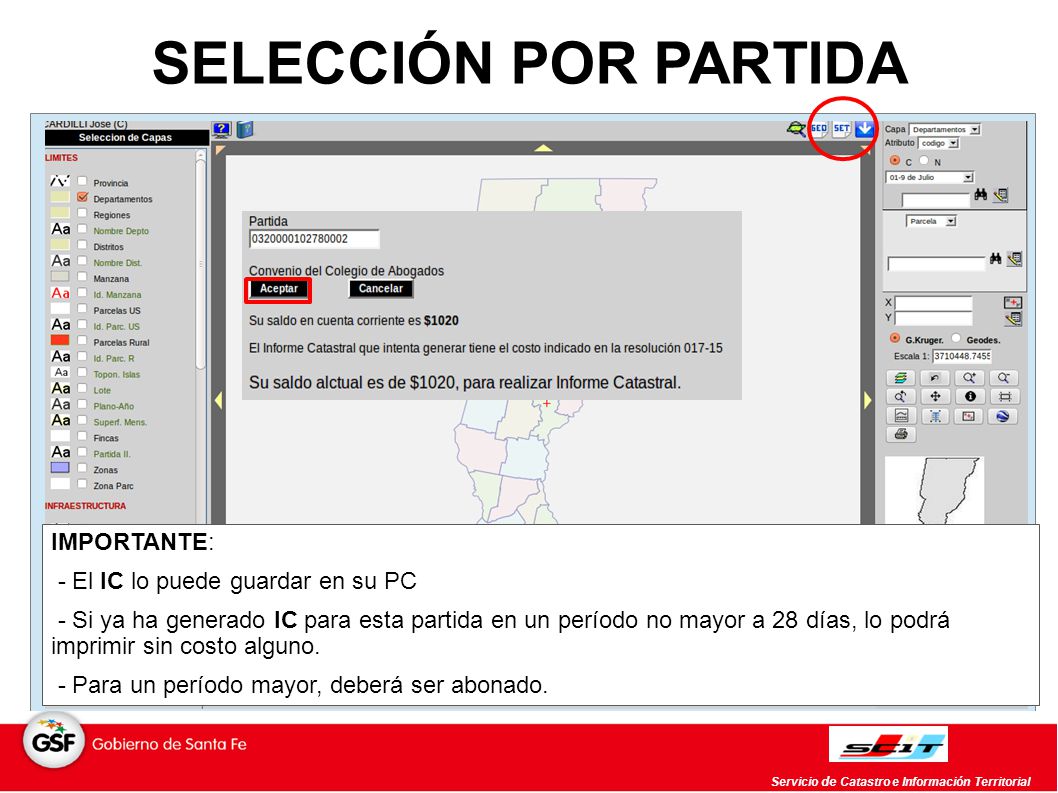 SELECCIÓN POR PARTIDA IMPORTANTE: - El IC lo puede guardar en su PC