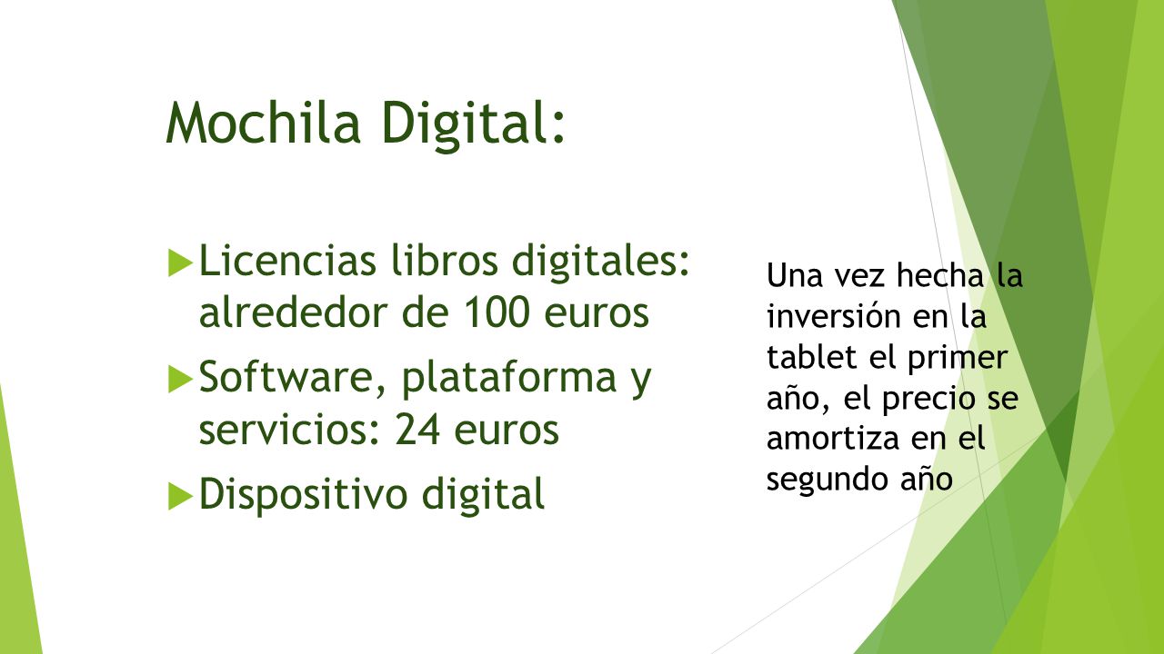 Mochila Digital: Licencias libros digitales: alrededor de 100 euros