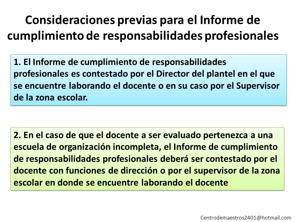 Consideraciones previas para el Informe de cumplimiento de responsabilidades profesionales