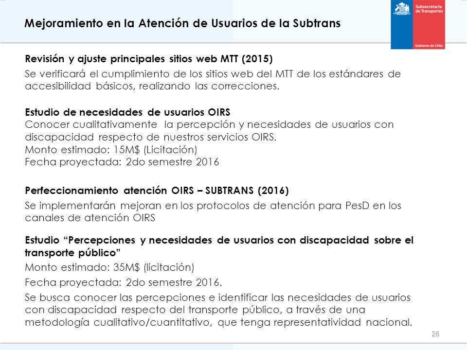 Mejoramiento en la Atención de Usuarios de la Subtrans