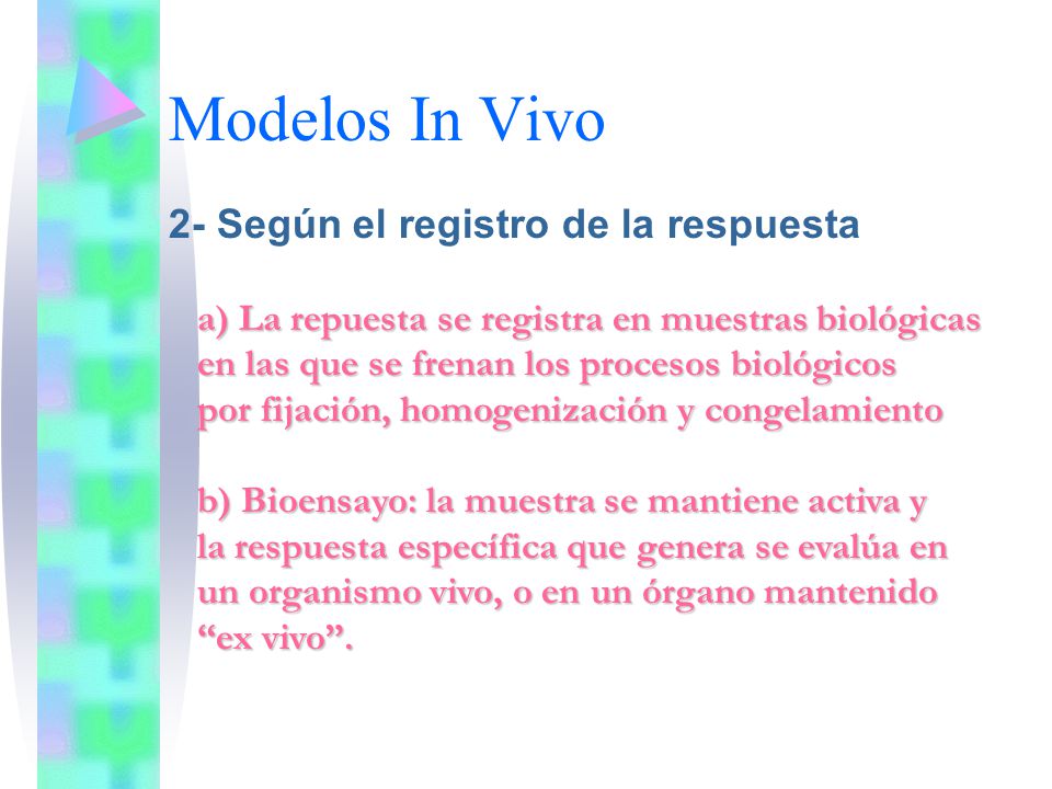 Modelos In Vivo 2- Según el registro de la respuesta