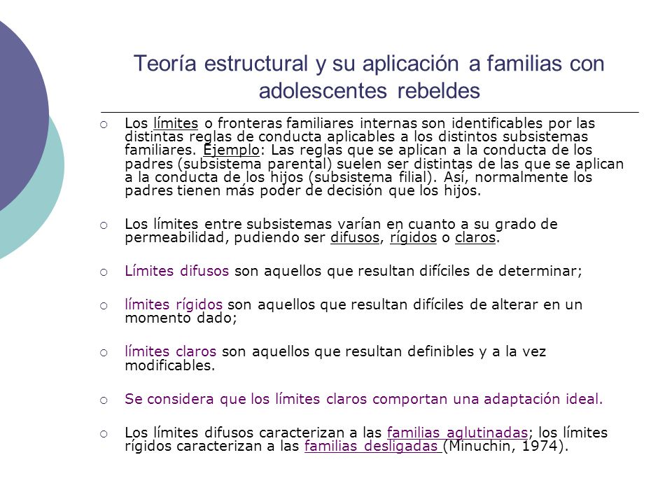 Teoría estructural y su aplicación a familias con adolescentes rebeldes