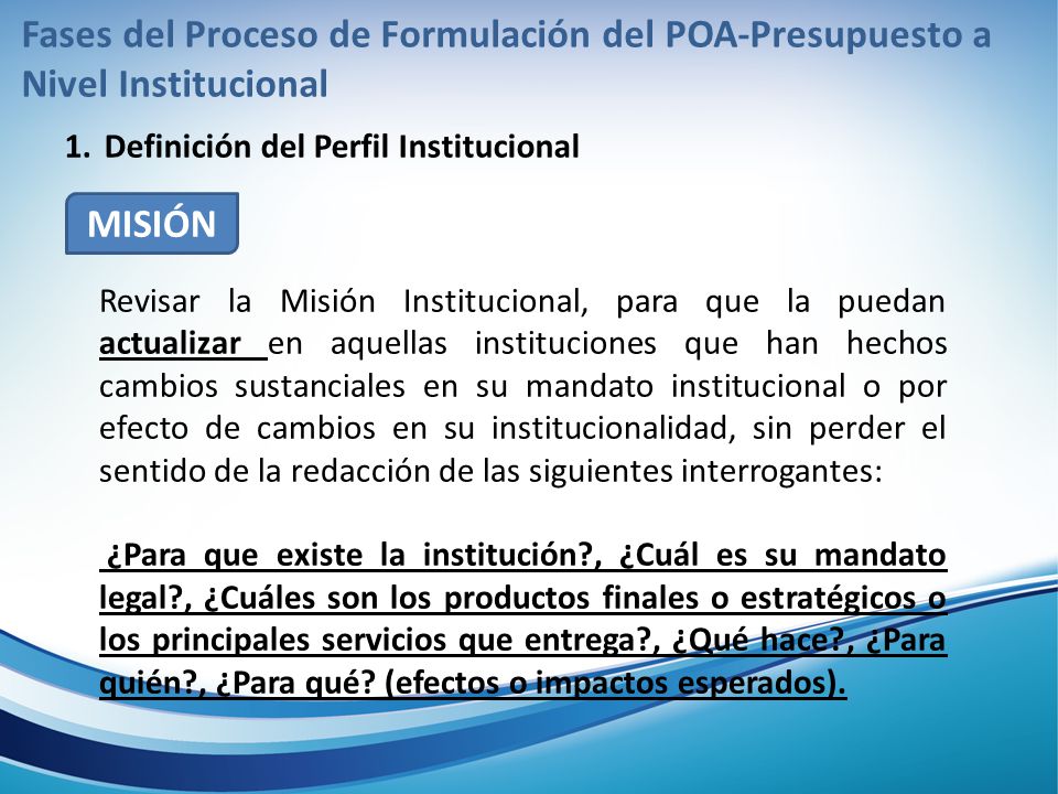 Fases del Proceso de Formulación del POA-Presupuesto a Nivel Institucional