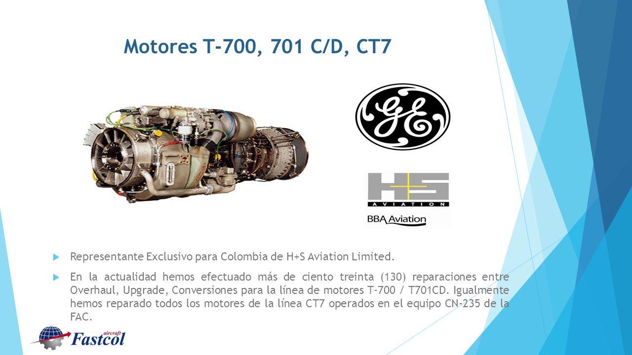 Motores T-700, 701 C/D, CT7 Representante Exclusivo para Colombia de H+S Aviation Limited.