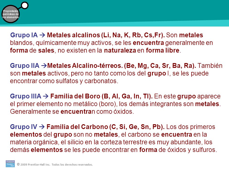 Grupo lA  Metales alcalinos (Li, Na, K, Rb, Cs,Fr)