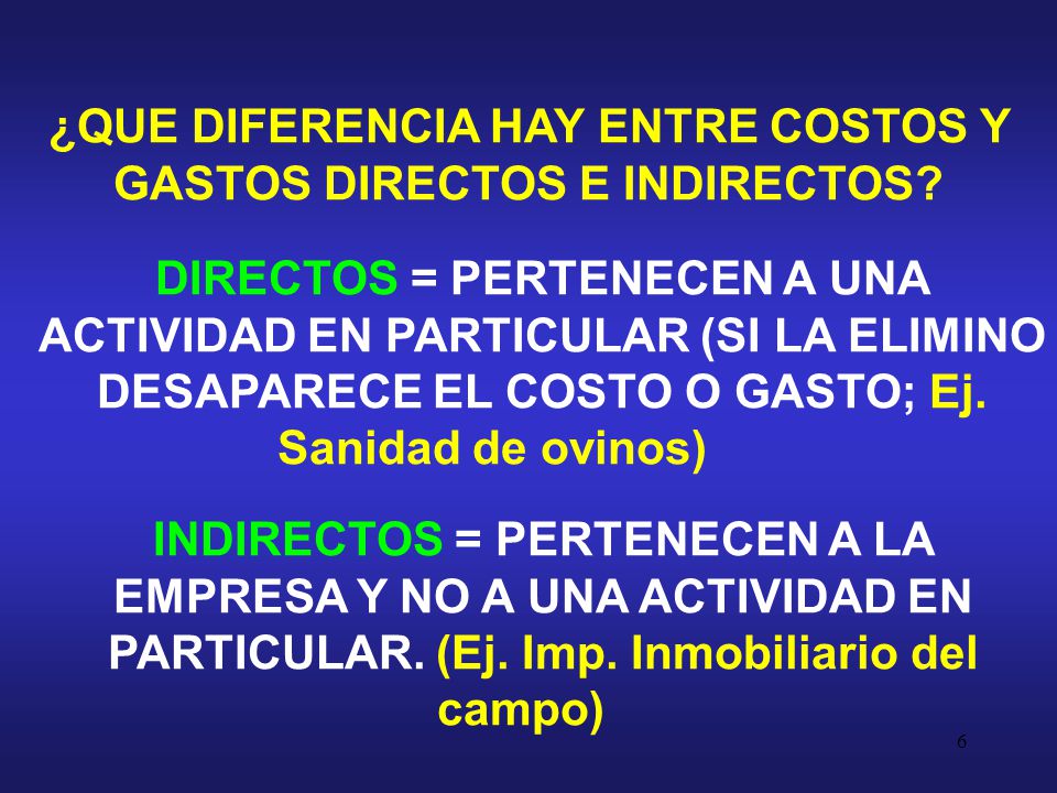¿QUE DIFERENCIA HAY ENTRE COSTOS Y GASTOS DIRECTOS E INDIRECTOS