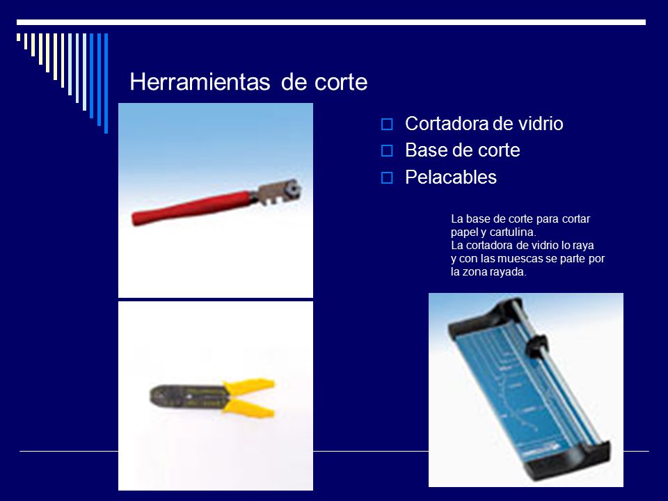 Herramientas de corte Cortadora de vidrio Base de corte Pelacables