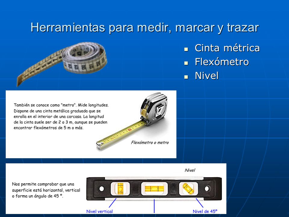 Herramientas para medir, marcar y trazar