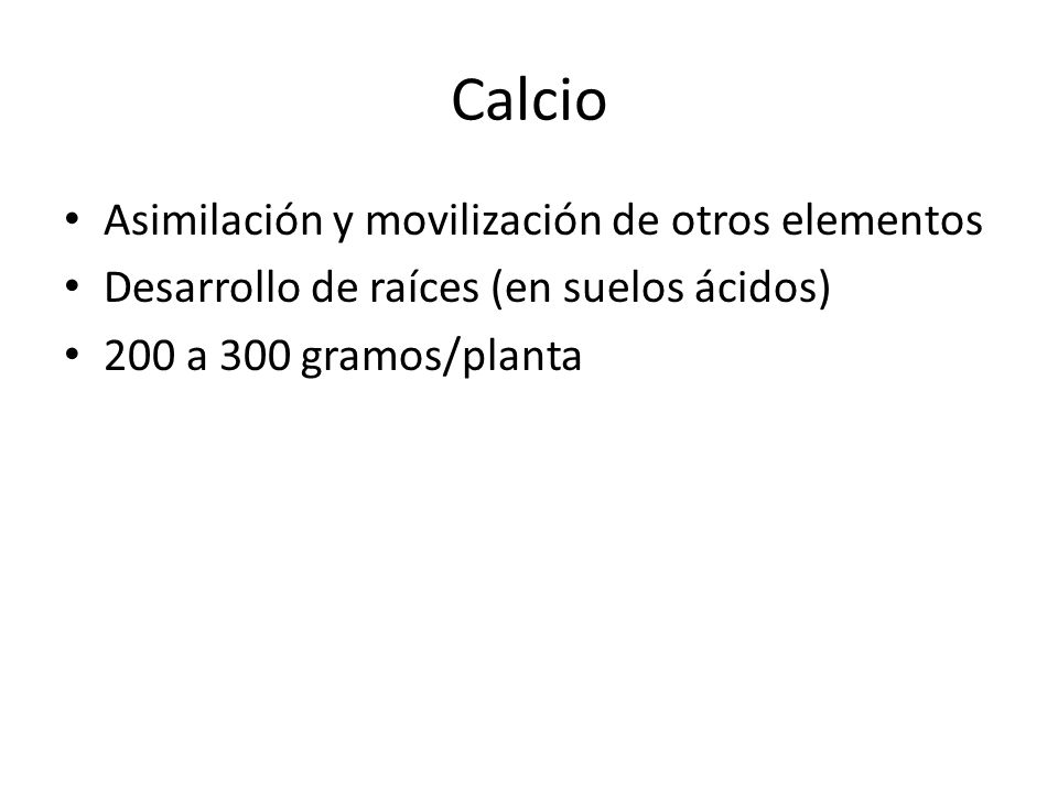 Calcio Asimilación y movilización de otros elementos