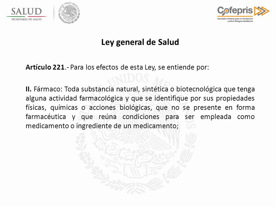 Ley general de Salud Artículo Para los efectos de esta Ley, se entiende por: