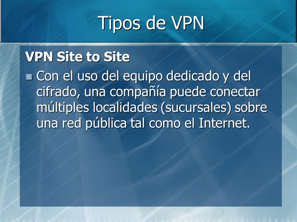 Tipos de VPN VPN Site to Site