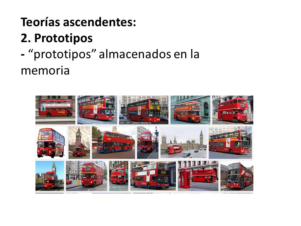 Teorías ascendentes: 2. Prototipos - prototipos almacenados en la memoria