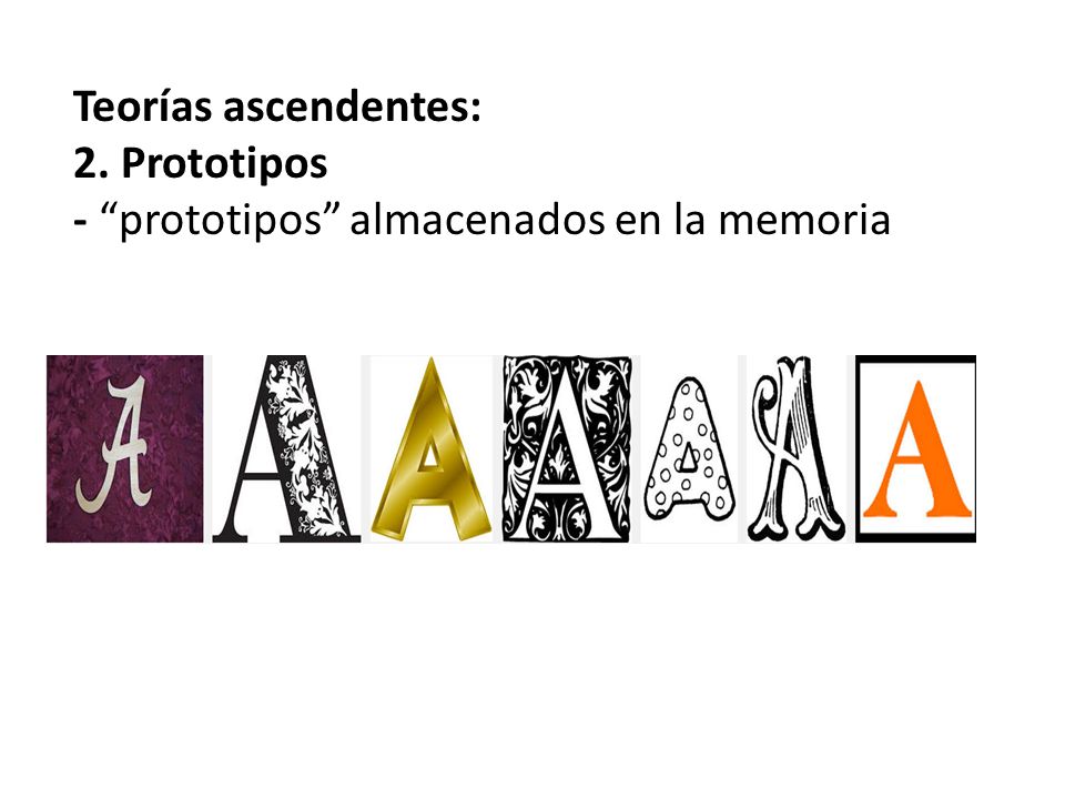 Teorías ascendentes: 2. Prototipos - prototipos almacenados en la memoria