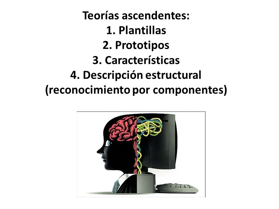 Teorías ascendentes: 1. Plantillas 2. Prototipos 3. Características 4