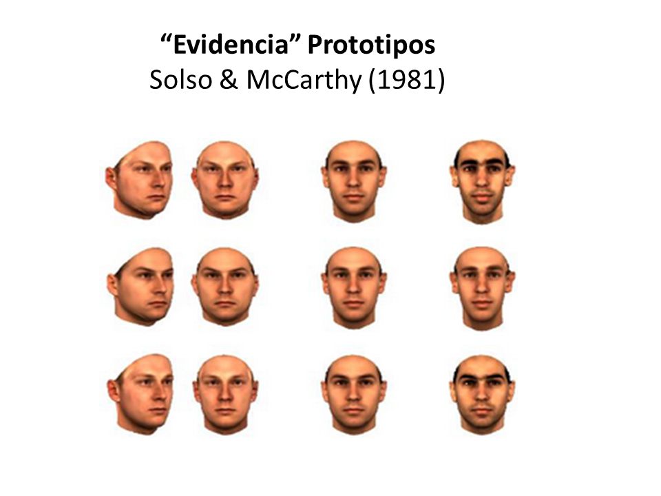 Evidencia Prototipos Solso & McCarthy (1981)