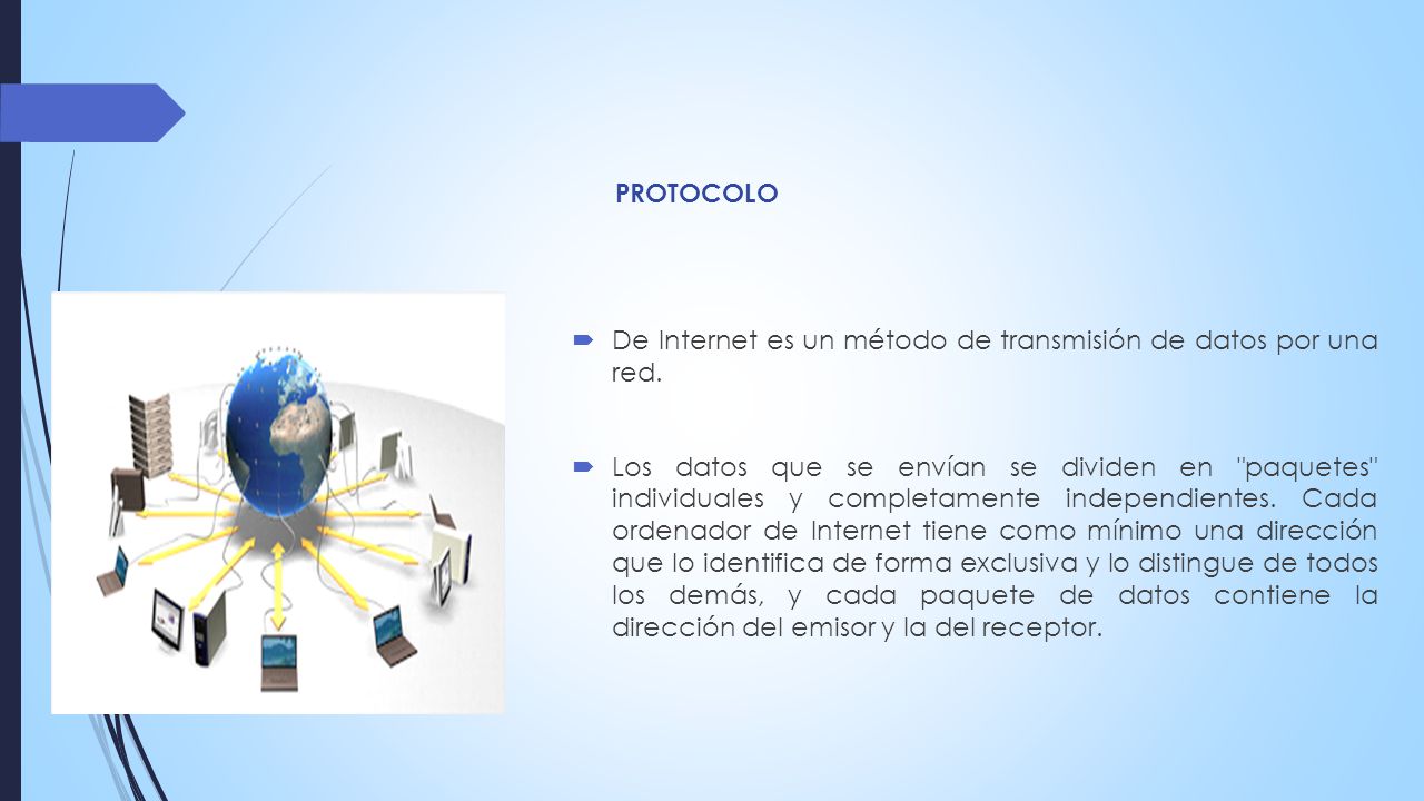 PROTOCOLO De Internet es un método de transmisión de datos por una red.