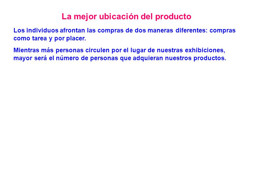 La mejor ubicación del producto