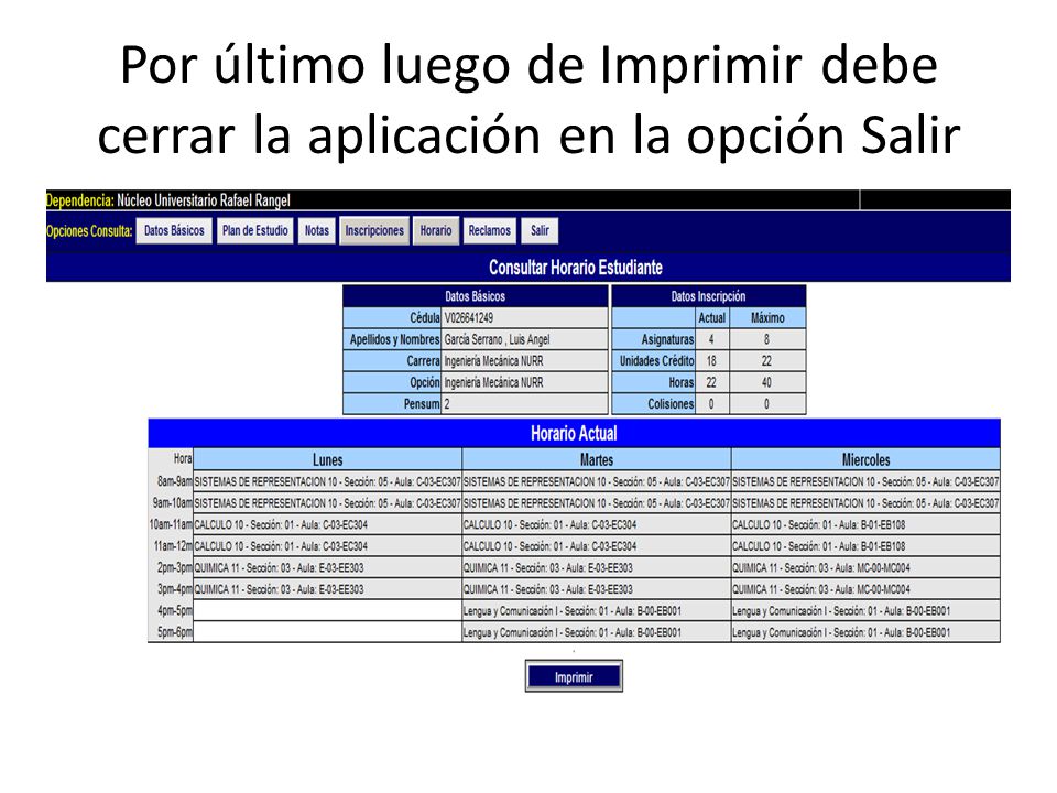 Por último luego de Imprimir debe cerrar la aplicación en la opción Salir