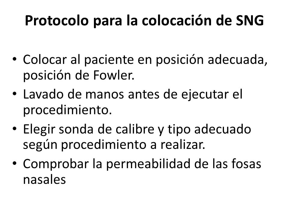Protocolo para la colocación de SNG