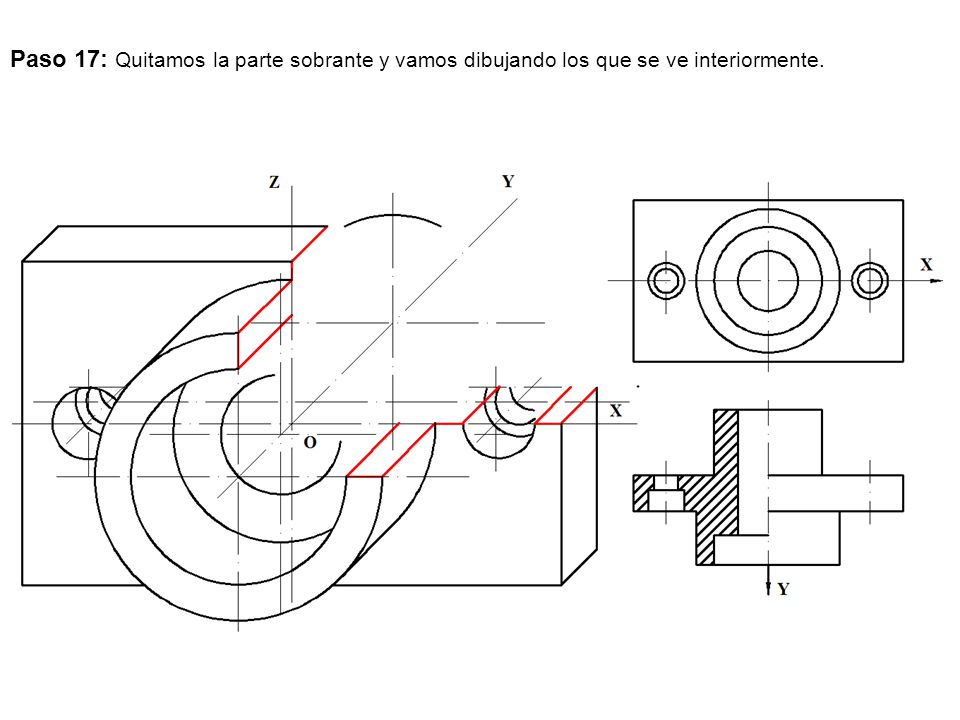 Paso 17: Quitamos la parte sobrante y vamos dibujando los que se ve interiormente.