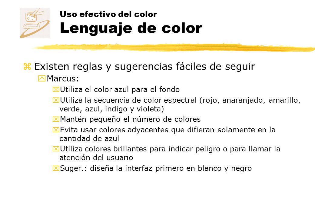 Uso efectivo del color Lenguaje de color