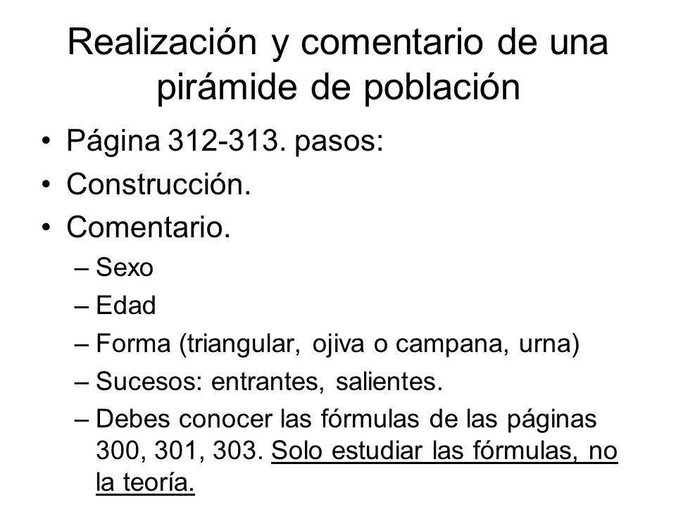 Realización y comentario de una pirámide de población