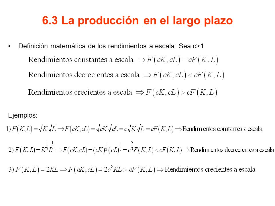 6.3 La producción en el largo plazo