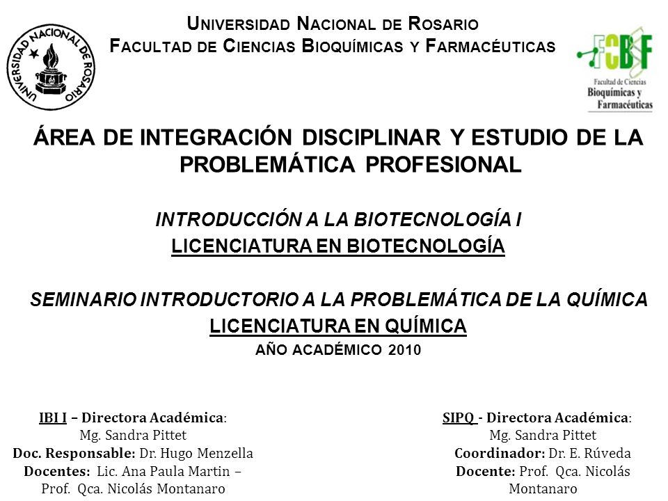 Universidad Nacional de Rosario Facultad de Ciencias Bioquímicas y Farmacéuticas