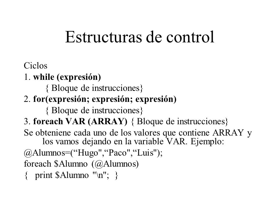 Estructuras de control