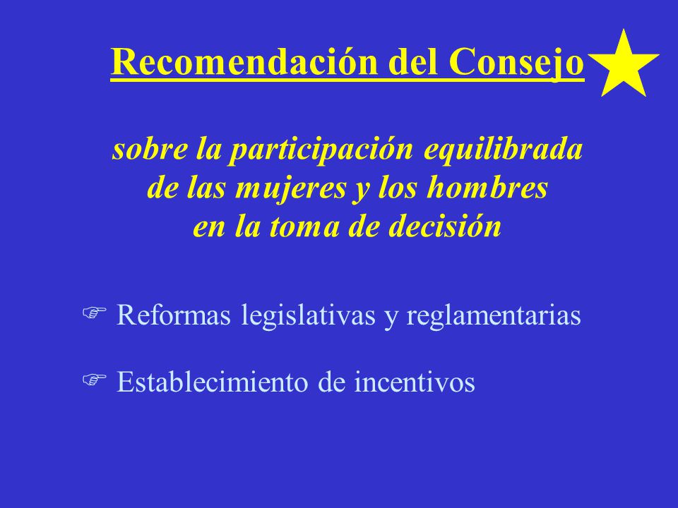 Recomendación del Consejo sobre la participación equilibrada de las mujeres y los hombres en la toma de decisión
