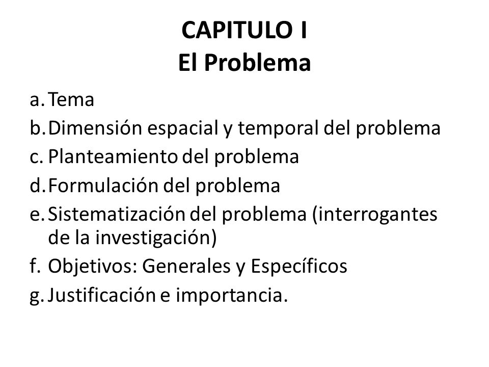 CAPITULO I El Problema Tema Dimensión espacial y temporal del problema